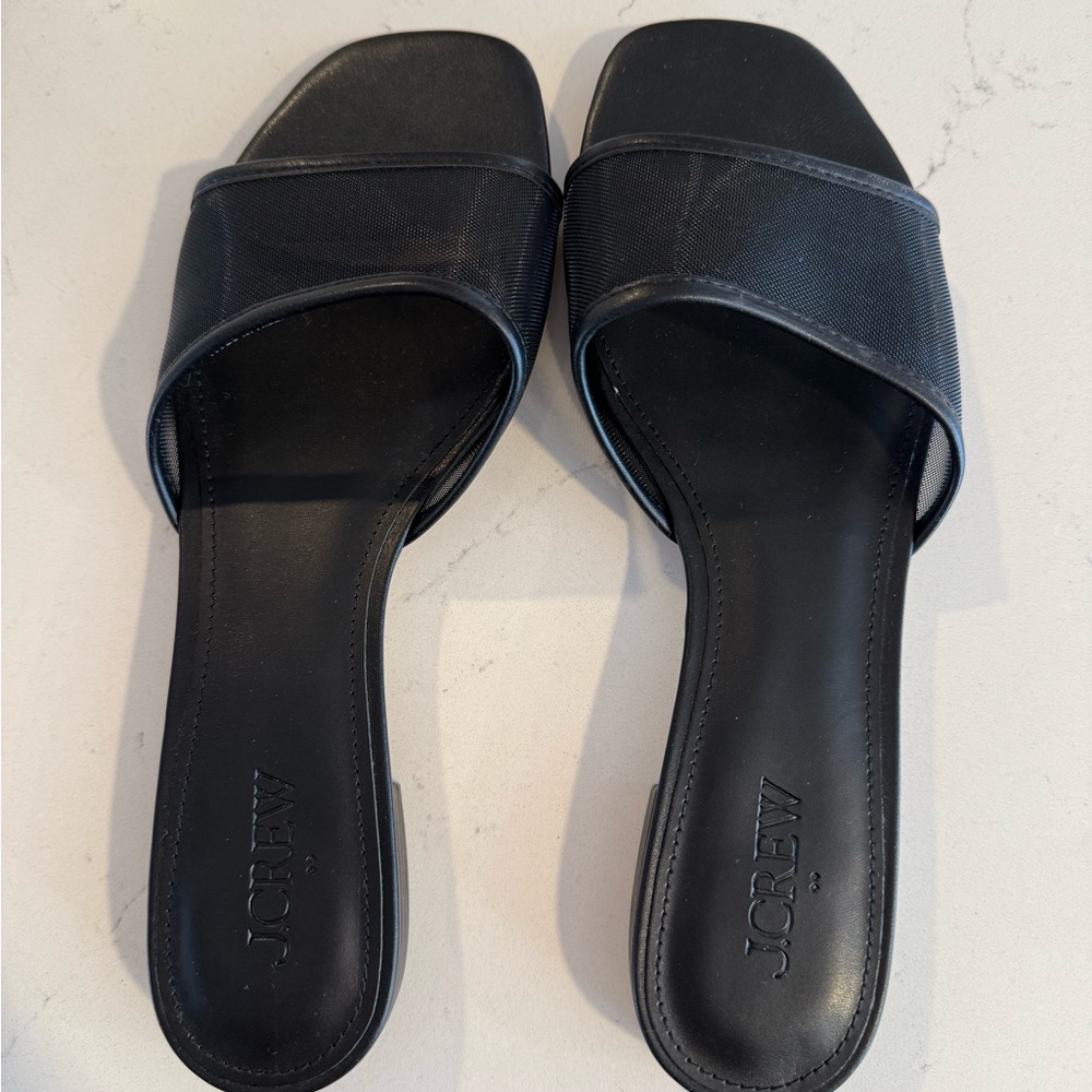 J. Crew Black Mesh Slide Sandals NWOT sold out online